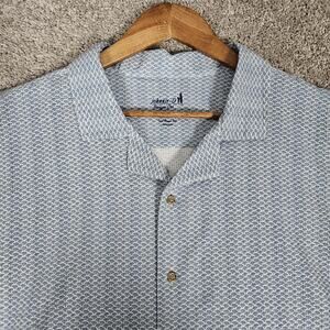 johnnie-O Shirt Menz XL Button Down Shackleford Blue AOP Coastal Beach Cocktail
